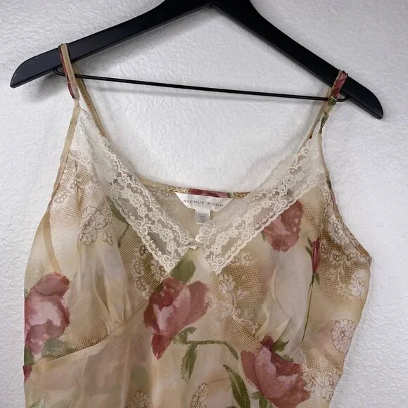 Avenue Body Babydoll Cami Women's Semi Sheer Lace Floral Multicolor Sz 18/20 - Picture 4 of 10